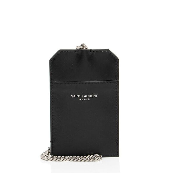 Saint Laurent Leather Card Holder with Chain - Picture 1 of 7